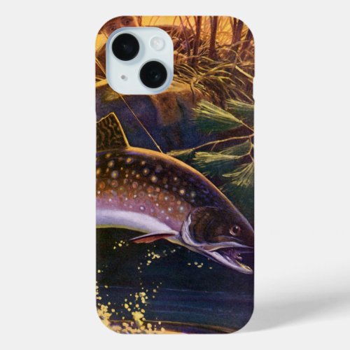 Vintage Brook Trout Fish Fisherman Sports Fishing iPhone 15 Case