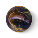 Vintage Brook Trout Fish Fisherman, Sports Fishing Pinback Button