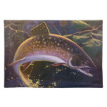 Vintage Brook Trout Fish Fisherman, Sports Fishing Placemat