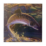 Vintage Brook Trout Fish Fisherman, Sports Fishing Tile