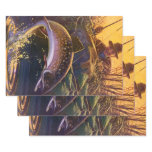 Vintage Brook Trout Fish Fisherman, Sports Fishing Wrapping Paper Sheets