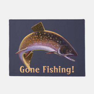 Vintage Brook Trout Fish, Sports Fishing Fisherman Doormat