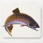 Vintage Brook Trout Fish, Sports Fishing Fisherman Mouse Pad