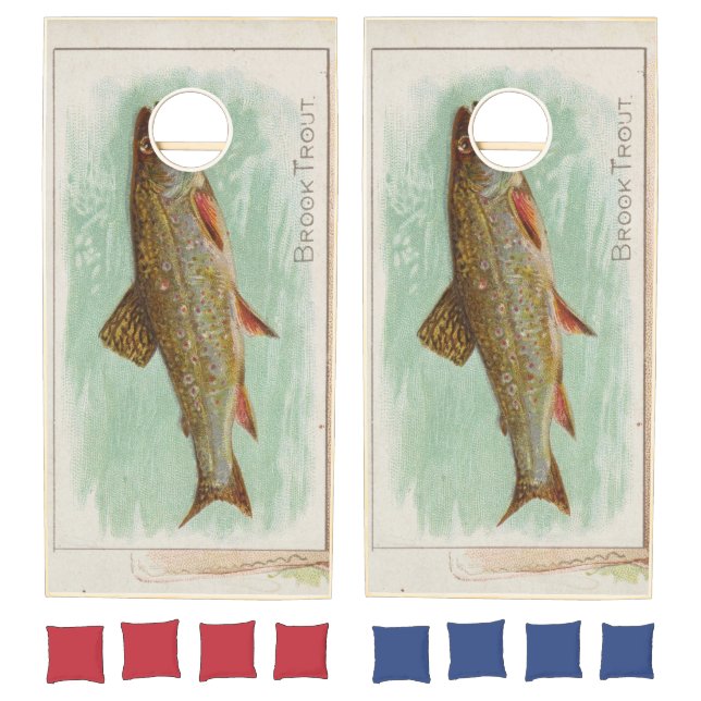 Vintage Brook Trout Illustration (1889) Cornhole Set (Set)