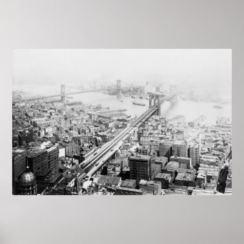 Vintage Brooklyn and Manhattan Bridge Photograph Poster