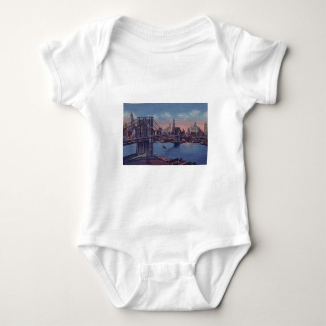 Vintage Brooklyn Bridge Baby Bodysuit (Front)