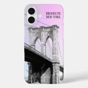 Vintage Brooklyn Bridge Blue Sky iPhone 16 Plus Case