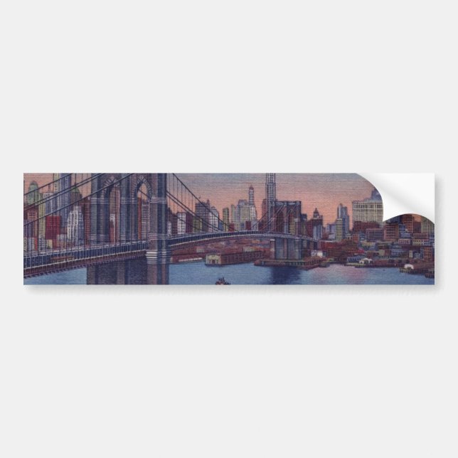 Vintage Brooklyn Bridge Bumper Sticker (Front)