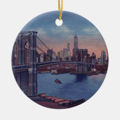 Vintage Brooklyn Bridge Ceramic Ornament