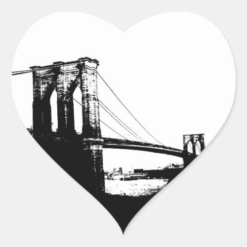 Vintage Brooklyn Bridge Heart Sticker