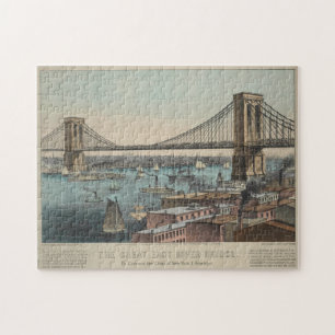 Vintage Brooklyn Bridge Illustration (1872) Jigsaw Puzzle