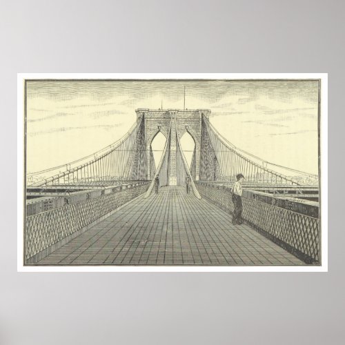 Vintage Brooklyn Bridge Illustration 1883 2 Poster