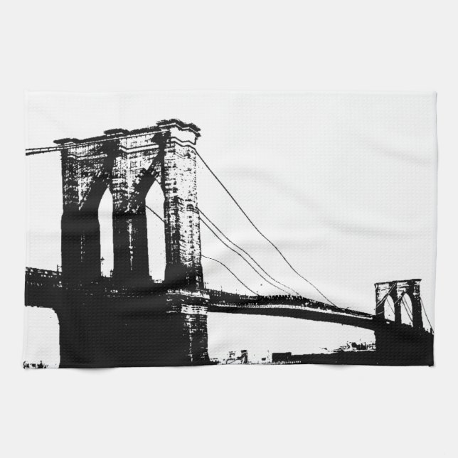 Vintage Brooklyn Bridge Kitchen Towel (Horizontal)
