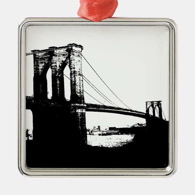 Vintage Brooklyn Bridge Metal Ornament (Front)