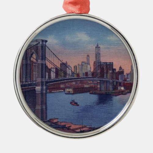 Vintage Brooklyn Bridge Metal Ornament
