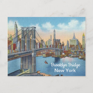 Vintage, Brooklyn Bridge, New York. Postcard