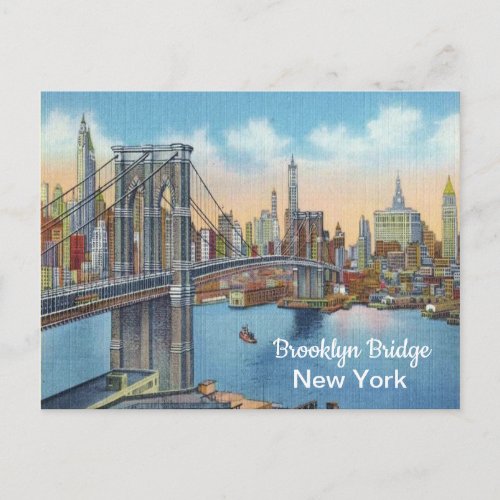 Vintage Brooklyn Bridge New York Postcard