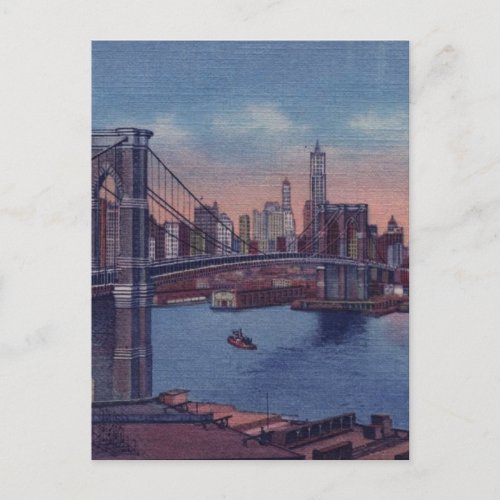 Vintage Brooklyn Bridge Postcard
