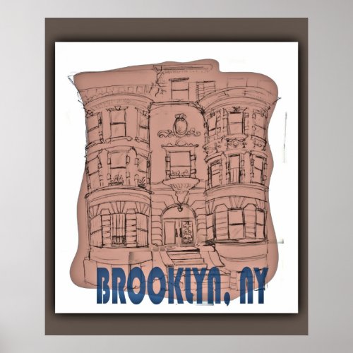 Vintage Brooklyn Brownstone Poster