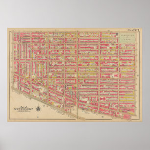 Vintage Brooklyn Map George Washington Bromley Poster
