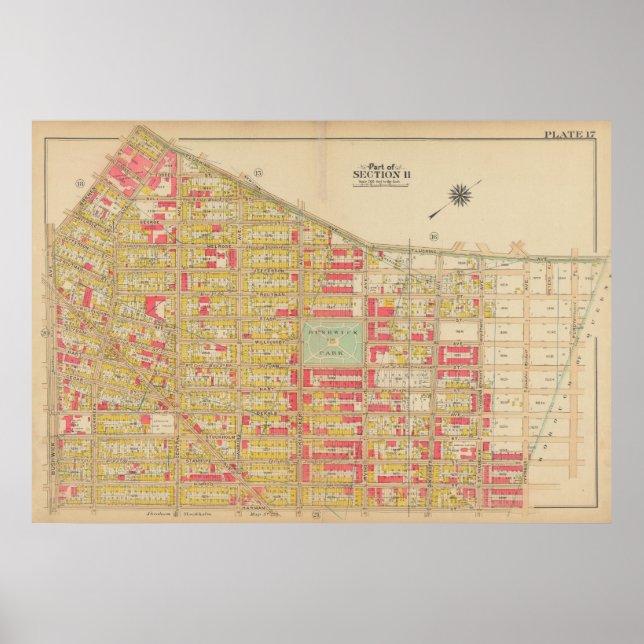 Vintage Brooklyn Map | George Washington Bromley Poster (Front)