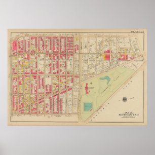 Vintage Brooklyn Map George Washington Bromley Poster