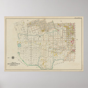 Vintage Brooklyn Map George Washington Bromley Poster