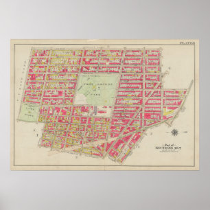 Vintage Brooklyn Map George Washington Bromley Poster