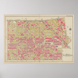 Vintage Brooklyn Map George Washington Bromley Poster