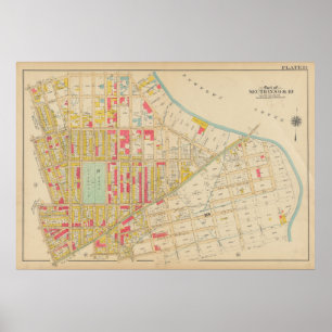 Vintage Brooklyn Map George Washington Bromley Poster