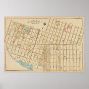 Vintage Brooklyn Map George Washington Bromley Poster