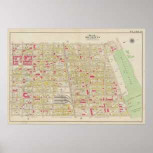 Vintage Brooklyn Map George Washington Bromley Poster