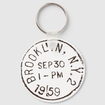 Vintage Brooklyn Nyc New York City Trendy Postage Keychain by Littoral at Zazzle