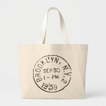 Vintage Brooklyn Nyc New York City Trendy Postage Large Tote Bag by Littoral at Zazzle
