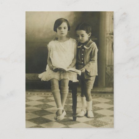 Vintage Brother And Sister Postcard