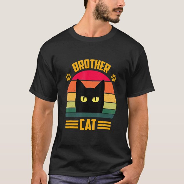 Vintage Brother   Brother Cat  Style Retro T-Shirt (Front)