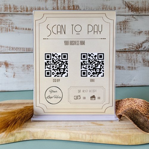 vintage brown 2 QR code business scan to pay Poster
