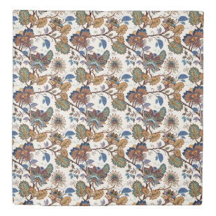 Vintage Brown And Blue Flowers Duvet Cover