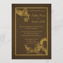 Vintage Brown and Gold Baroque Swoosh Wedding