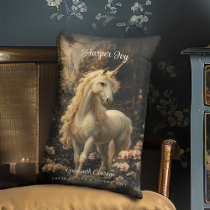 Vintage Brown and Pink Unicorn Woodland Nursery Lumbar Pillow
