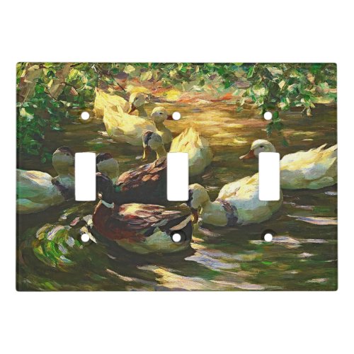 Vintage Brown And White Ducks In a Pond Light Switch Cover