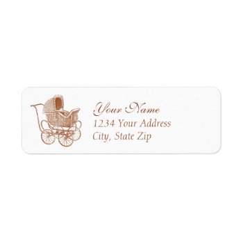 Vintage Brown Baby Carriage Label by SnipClipGig at Zazzle