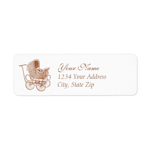 Vintage Brown Baby Carriage Label