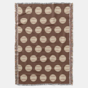 Vintage Brown Baseball Throw Blanket Gift