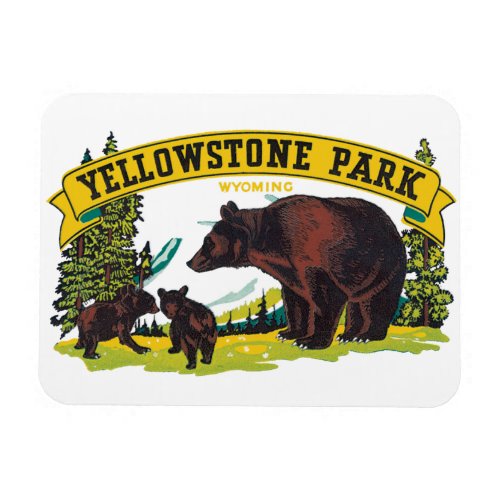 Vintage Brown Bears in Yellowstone National Park Magnet