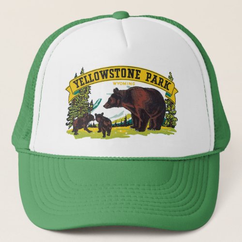 Vintage Brown Bears in Yellowstone National Park Trucker Hat