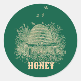 Vintage Brown Beehive  Classic Round Sticker