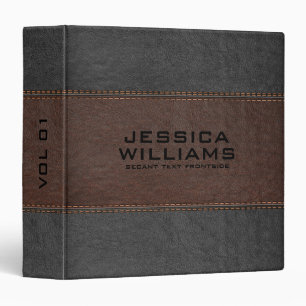 Vintage Brown & Black Leather With Stitches Binder