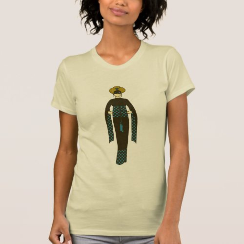 Vintage Brown Blue Woman Turban Turkey Art Nouveau T_Shirt