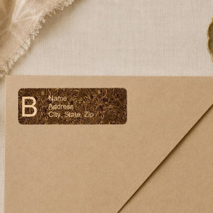 Vintage Brown Botanical Monogram Label